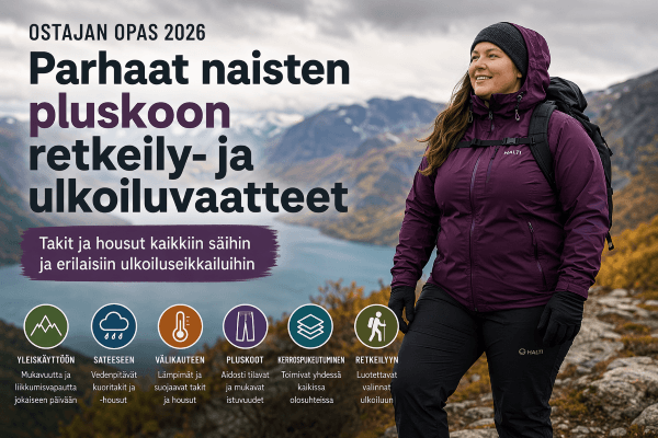 Parhaat naisten pluskoon retkeily- ja ulkoiluvaatteet 2026